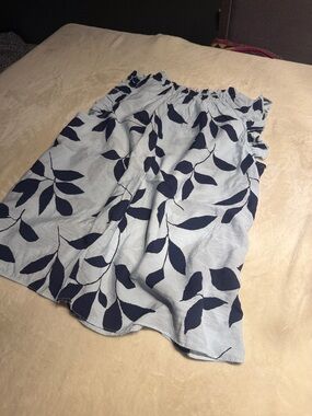 Ces Femme Light Blue Skirt with Navy Leaf Print